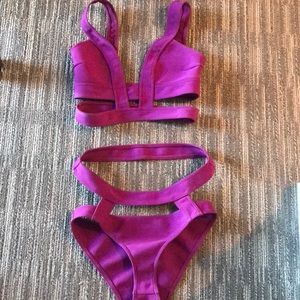 Plum banded ASOS bikini set
